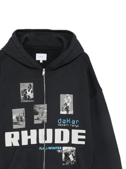 RHUDE Winter 91 Rallye graphic-print zip-up hoodie